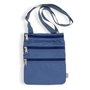 Eddie Bauer Blue Three Zip Crossbody Travel Shoulder Bag